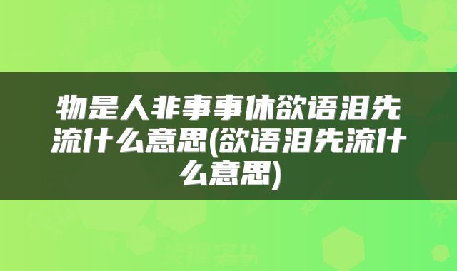 物是人非事事休欲语泪先流什么意思(欲语泪先流什么意思)