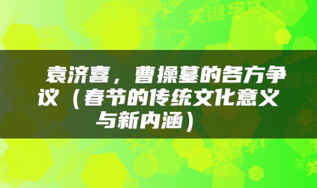  袁济喜，曹操墓的各方争议（春节的传统文化意义与新内涵） 