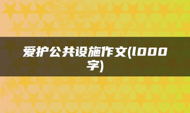爱护公共设施作文(l000字)