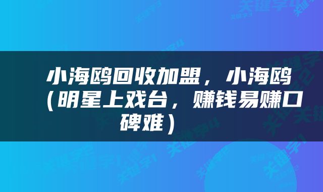  小海鸥回收加盟，小海鸥（明星上戏台，赚钱易赚口碑难） 