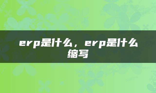 erp是什么，erp是什么缩写