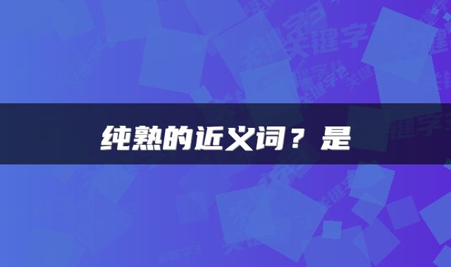纯熟的近义词？是