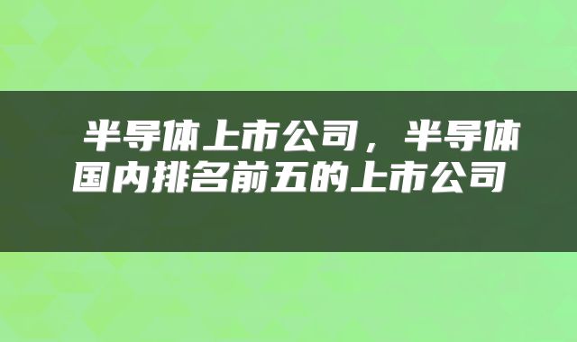  半导体上市公司，半导体国内排名前五的上市公司 