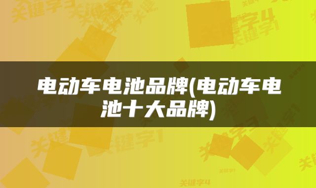 电动车电池品牌(电动车电池十大品牌)