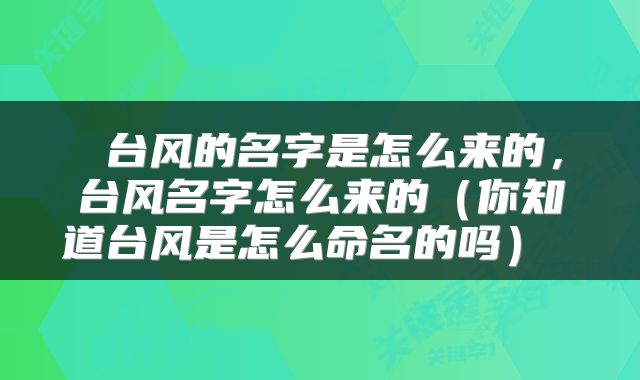  台风的名字是怎么来的，台风名字怎么来的（你知道台风是怎么命名的吗） 