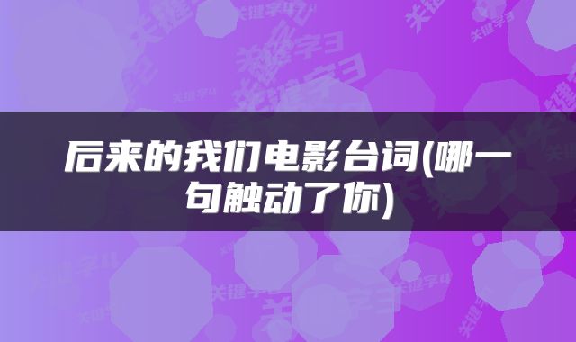 后来的我们电影台词(哪一句触动了你)