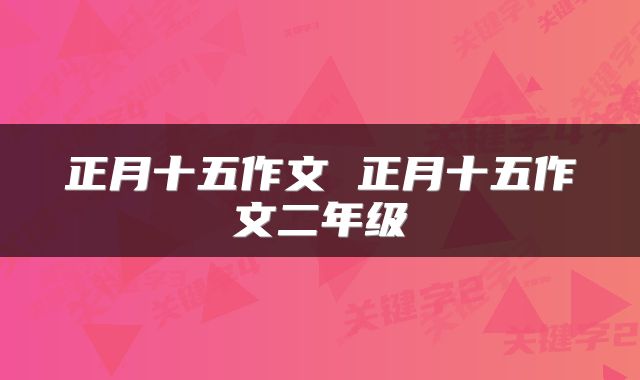 正月十五作文 正月十五作文二年级