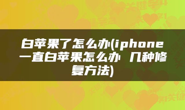 白苹果了怎么办(iphone一直白苹果怎么办 几种修复方法)