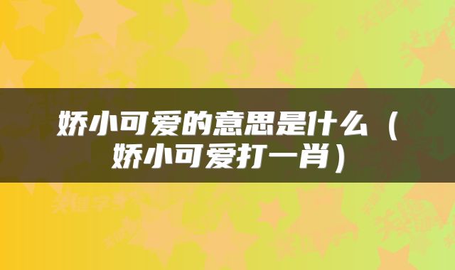 娇小可爱的意思是什么（娇小可爱打一肖）