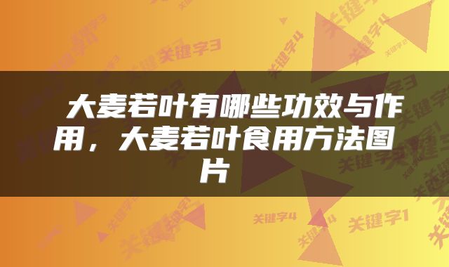  大麦若叶有哪些功效与作用，大麦若叶食用方法图片 