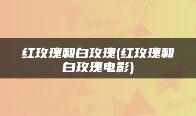 红玫瑰和白玫瑰(红玫瑰和白玫瑰电影)