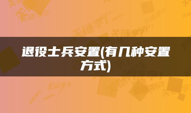 退役士兵安置(有几种安置方式)