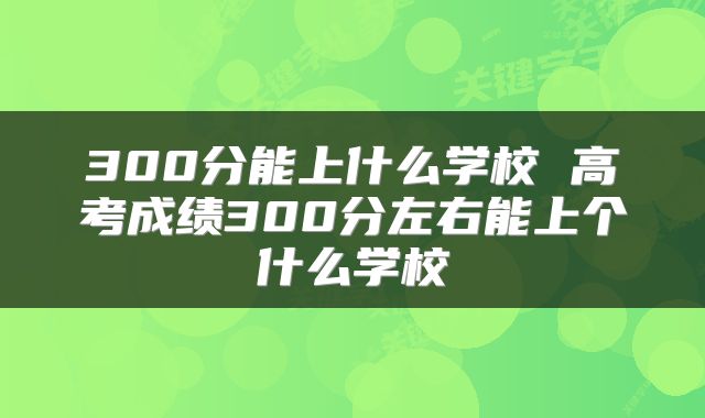 300分能上什么学校 高考成绩300分左右能上个什么学校