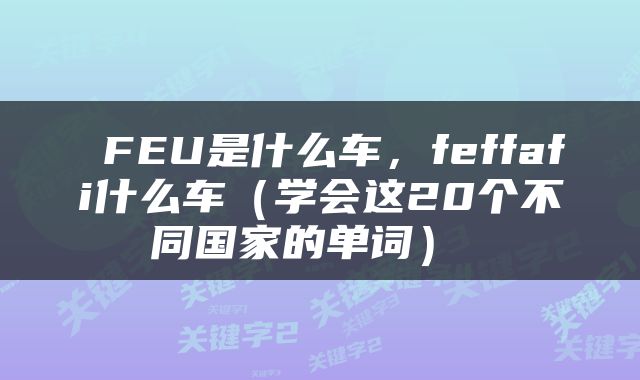  FEU是什么车，feffafi什么车（学会这20个不同国家的单词） 