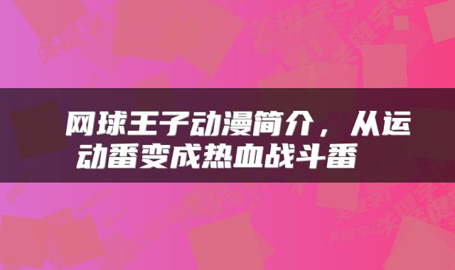 网球王子动漫简介，从运动番变成热血战斗番 