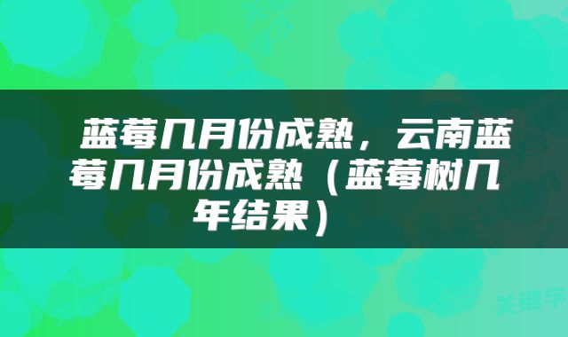  蓝莓几月份成熟，云南蓝莓几月份成熟（蓝莓树几年结果） 