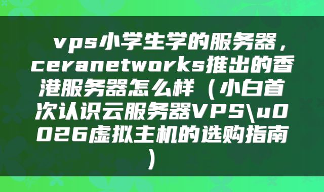 vps小学生学的服务器,ceranetworks推出的香港服务器怎么样(小白首次认识云服务器VPS\u0026虚拟主机的选购指南)