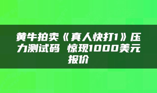 黄牛拍卖《真人快打1》压力测试码 惊现1000美元报价