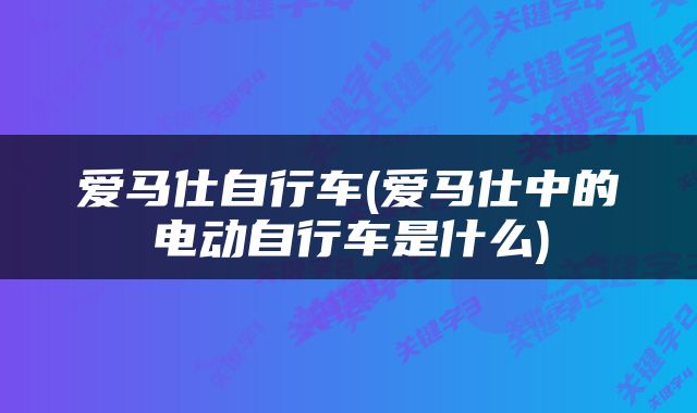 爱马仕自行车(爱马仕中的电动自行车是什么)