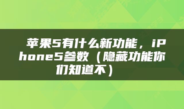 苹果5有什么新功能，iPhone5参数（隐藏功能你们知道不） 