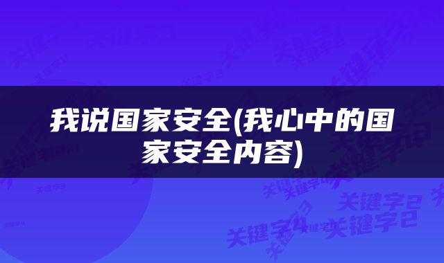 我说国家安全(我心中的国家安全内容)