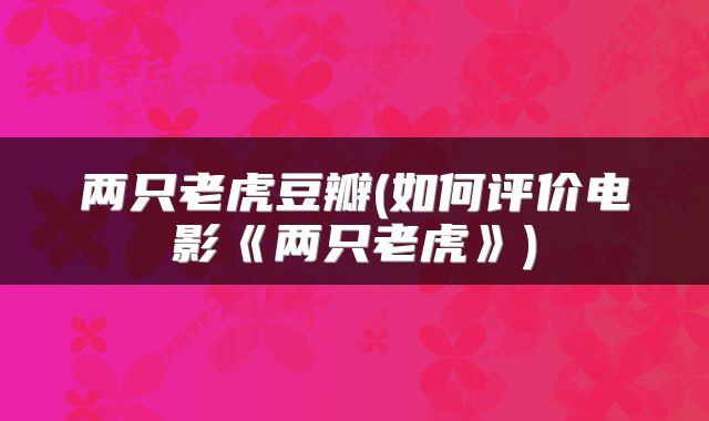 两只老虎豆瓣(如何评价电影《两只老虎》)