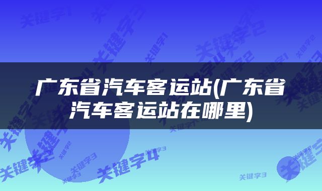 广东省汽车客运站(广东省汽车客运站在哪里)