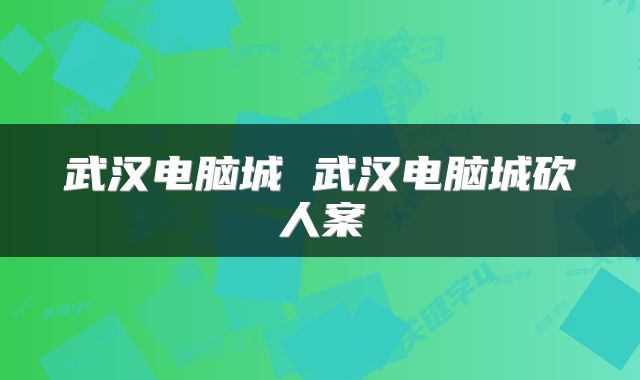 武汉电脑城 武汉电脑城砍人案