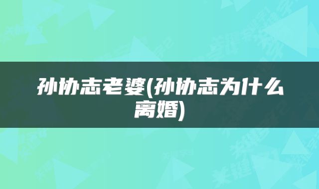 孙协志老婆(孙协志为什么离婚)