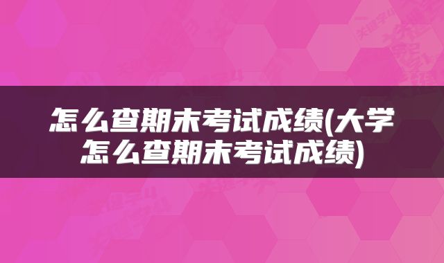 怎么查期末考试成绩(大学怎么查期末考试成绩)