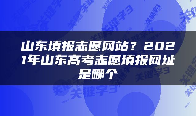 山东填报志愿网站？2021年山东高考志愿填报网址是哪个