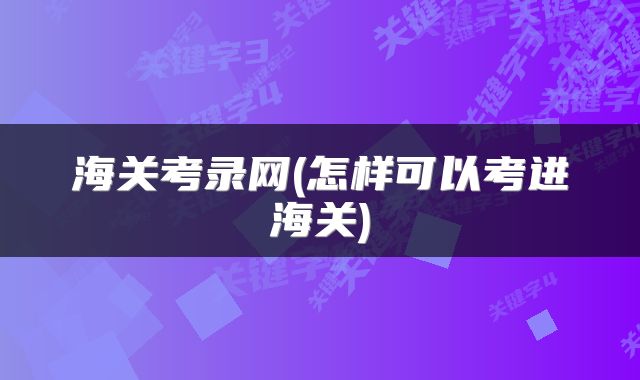海关考录网(怎样可以考进海关)