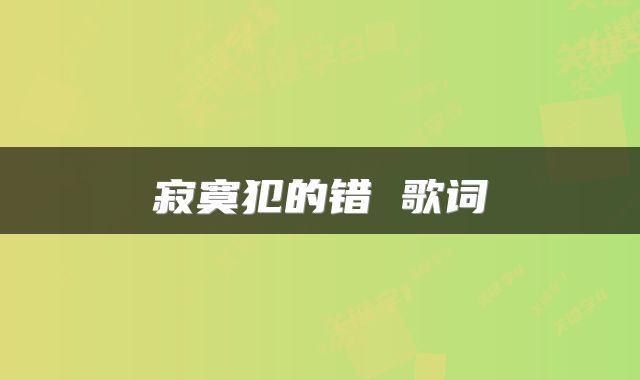 寂寞犯的错 歌词
