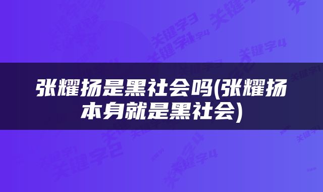 张耀扬是黑社会吗(张耀扬本身就是黑社会)