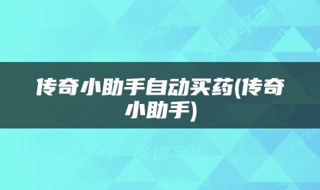 传奇小助手自动买药(传奇小助手)