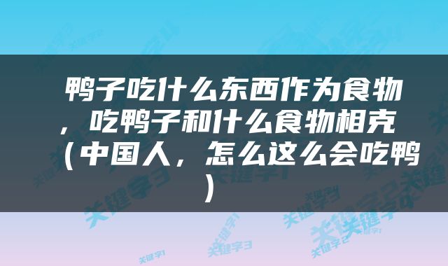  鸭子吃什么东西作为食物，吃鸭子和什么食物相克（中国人，怎么这么会吃鸭） 