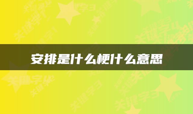 安排是什么梗什么意思