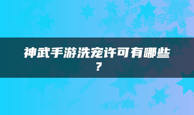 神武手游洗宠许可有哪些？