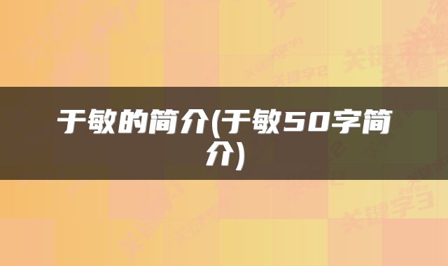 于敏的简介(于敏50字简介)