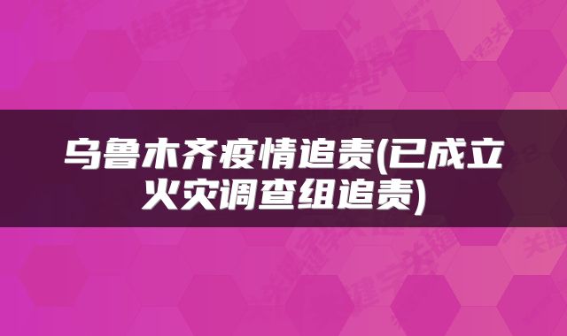 乌鲁木齐疫情追责(已成立火灾调查组追责)