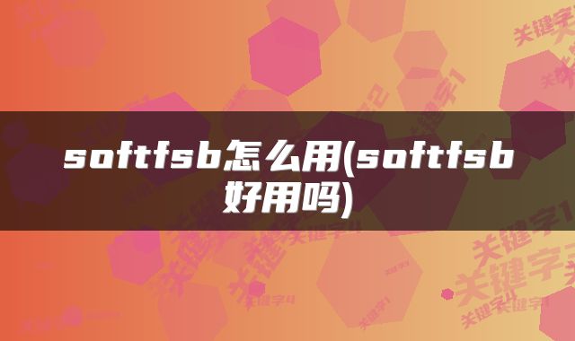 softfsb怎么用(softfsb好用吗)