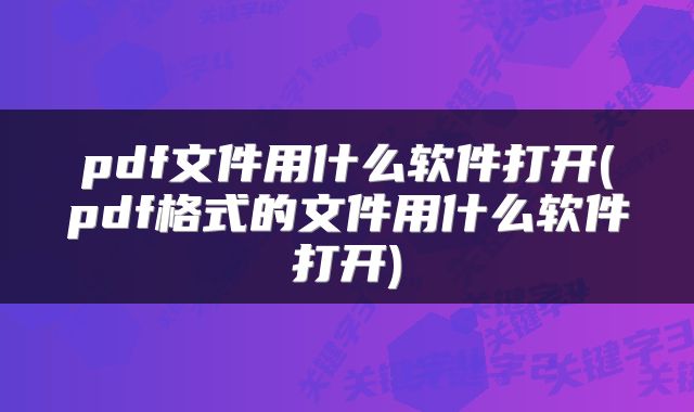 pdf文件用什么软件打开(pdf格式的文件用什么软件打开)
