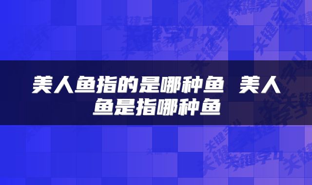 美人鱼指的是哪种鱼 美人鱼是指哪种鱼