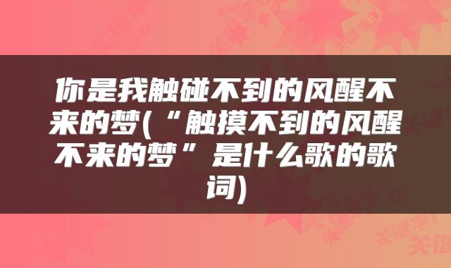 你是我触碰不到的风醒不来的梦(“触摸不到的风醒不来的梦”是什么歌的歌词)
