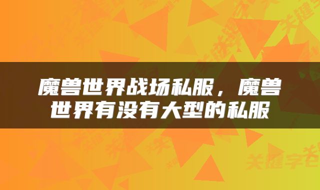 魔兽世界战场私服，魔兽世界有没有大型的私服