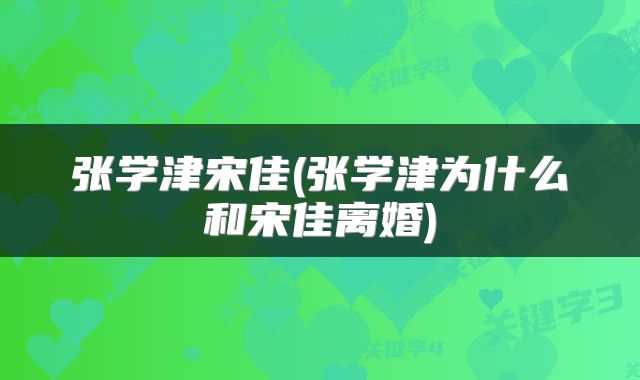 张学津宋佳(张学津为什么和宋佳离婚)