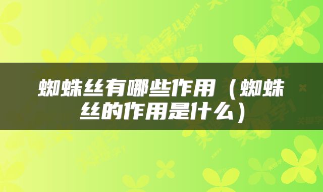 蜘蛛丝有哪些作用（蜘蛛丝的作用是什么）