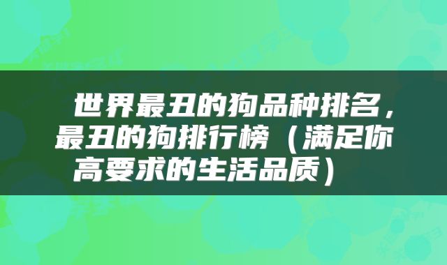  世界最丑的狗品种排名，最丑的狗排行榜（满足你高要求的生活品质） 