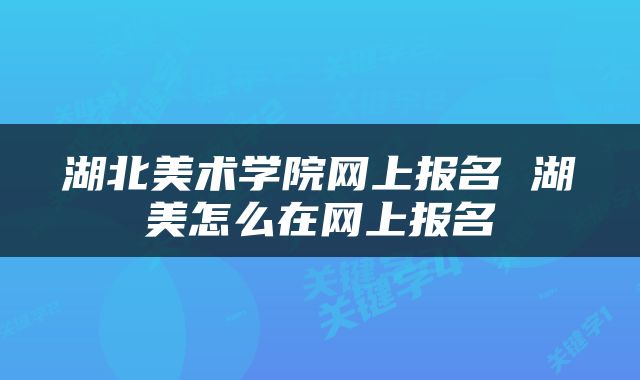 湖北美术学院网上报名 湖美怎么在网上报名
