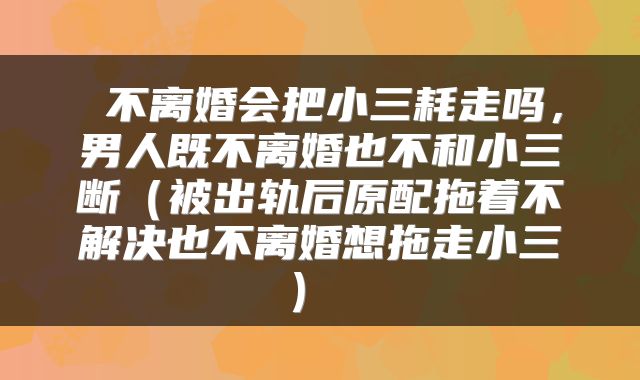  不离婚会把小三耗走吗，男人既不离婚也不和小三断（被出轨后原配拖着不解决也不离婚想拖走小三） 